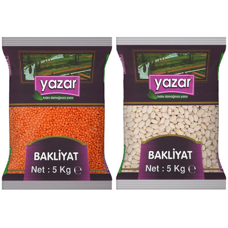 Yazar Kırmızı Mercimek 5 Kg + Çumra Fasulye 5 Kg